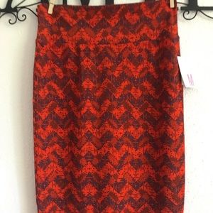 NWT LuLaRoe Cassie skirt size Medium orange/pale purple zig zag print